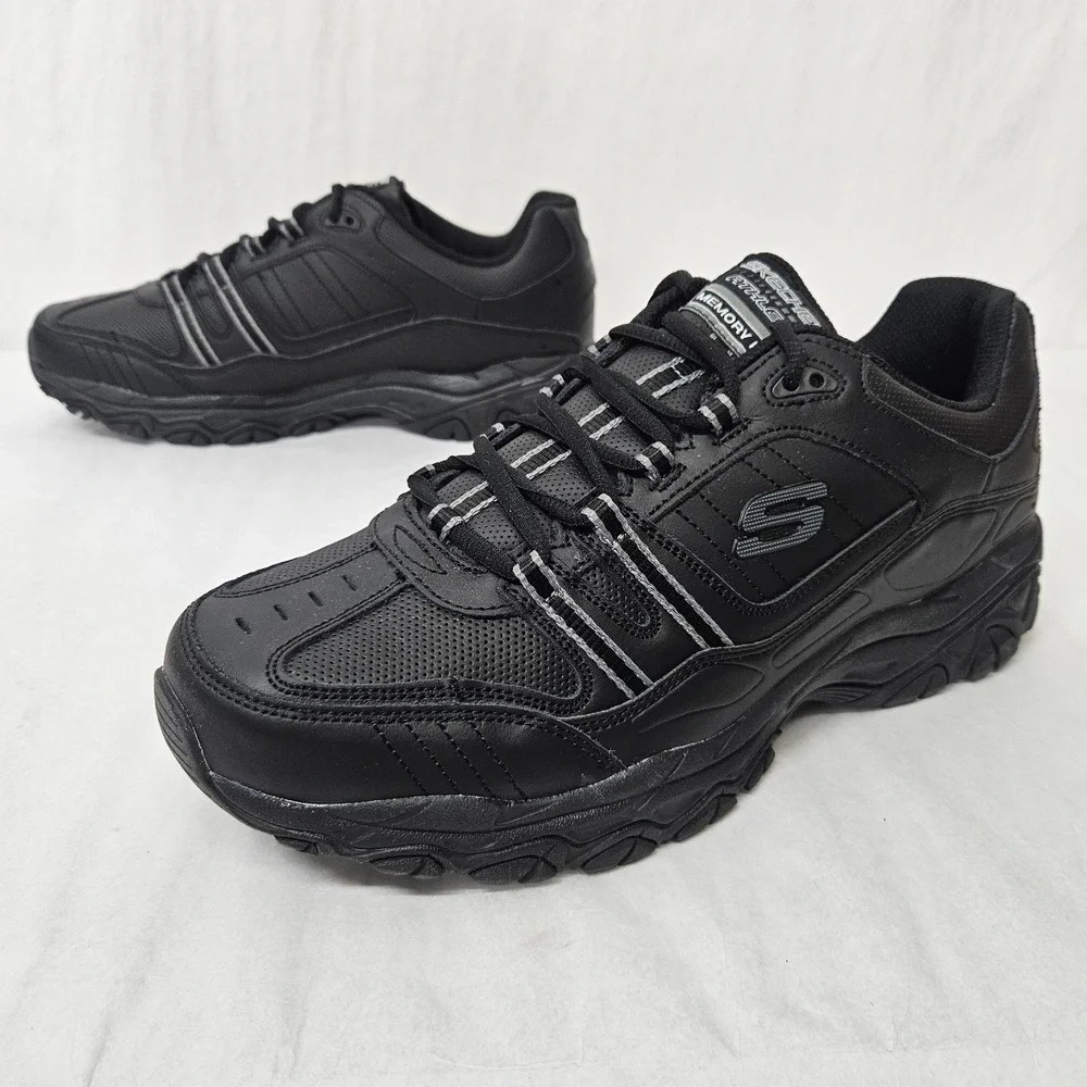 Skechers After Burn Strike On Training Shoe 50122/BBK Black Leather Mens Size 12